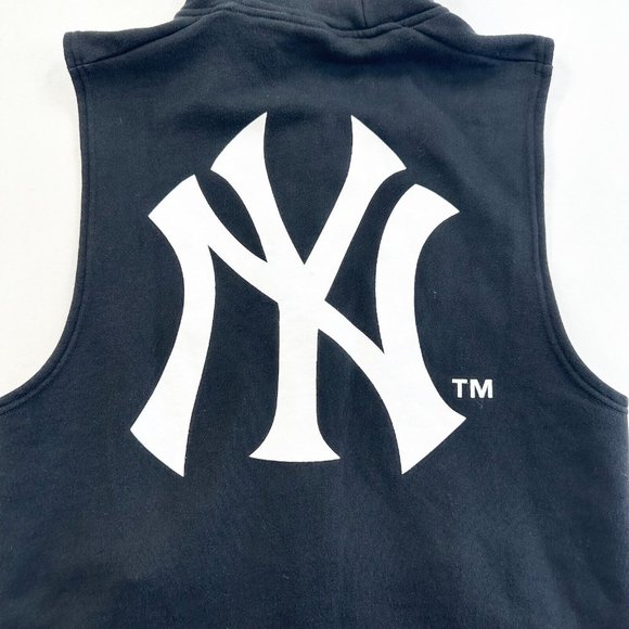 New York Yankees Jumper Mens Medium M Black MLB Full Zip Hooded Sleeveless Adult - Picture 10 of 11